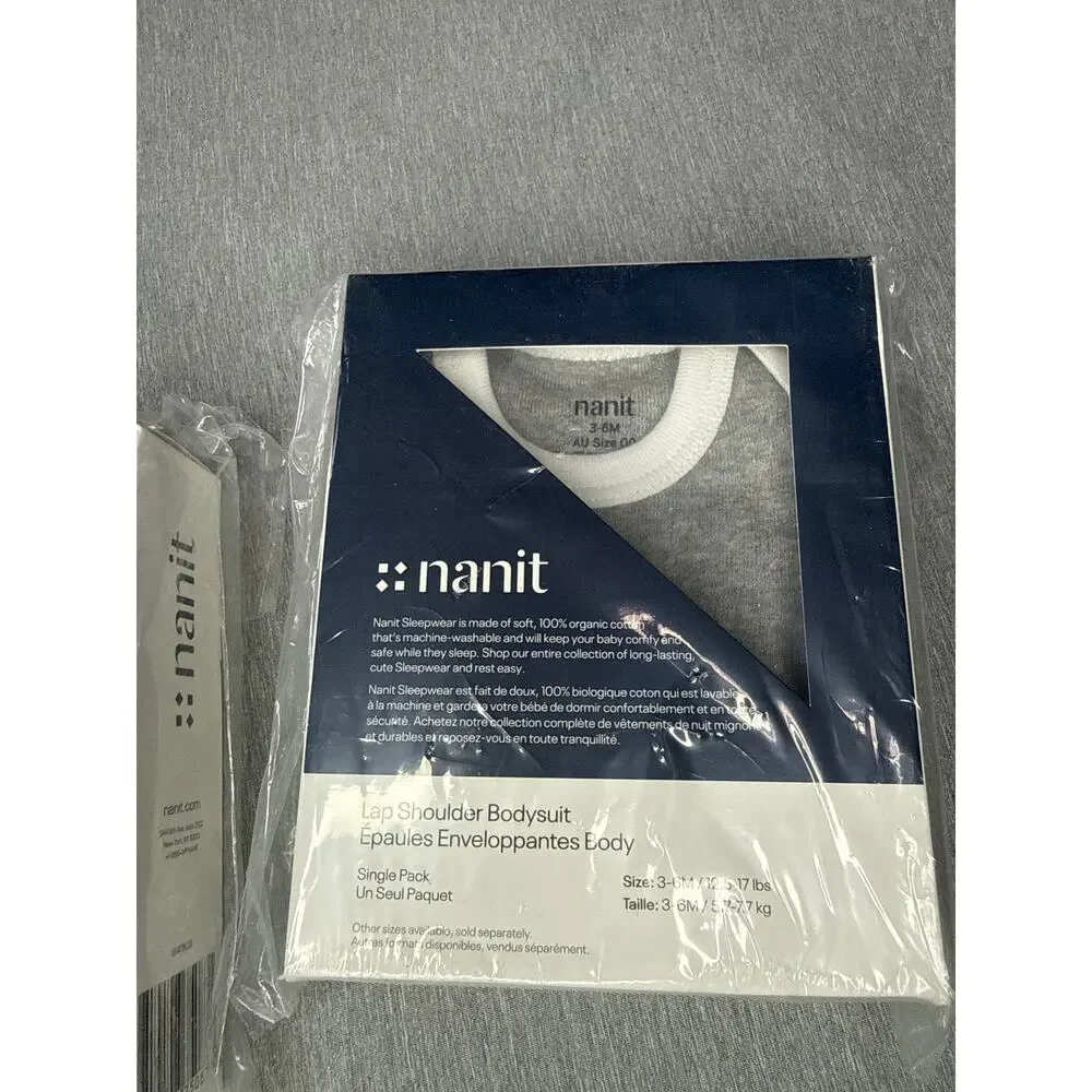 Nanit Baby Bodysuits Lot 2 NB 3-6M Organic Cotton White Gray Tan NWT